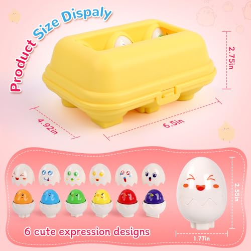 Image of USATDD Easter Egg Toys Hide & Squeak Matching Eggs for Toddlers, Color Recognition Sensory Learning Toys, Fine Motor Skills Montessori Geometric Eggs Gifts for Kids Easter Basket Stuffers