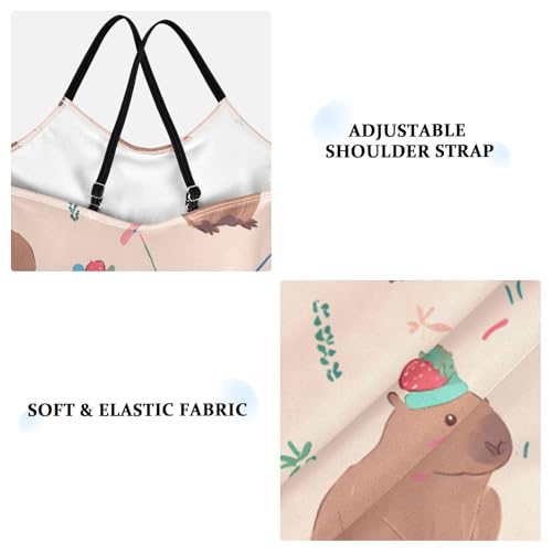 Capybara Strawberry Girls One Piece Swimsuits Summer Quick Dry Beach Bathing Suit4