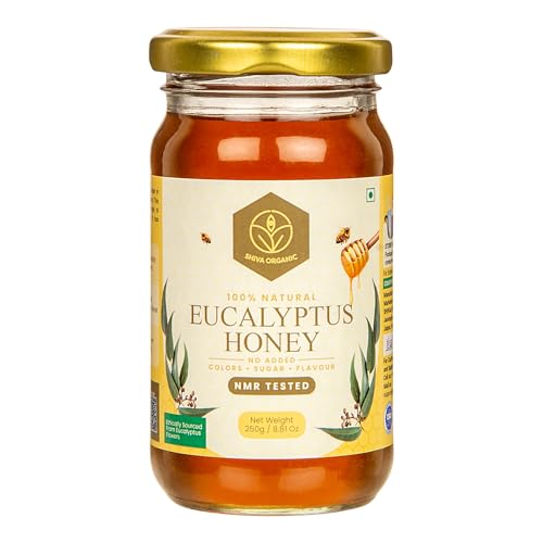 Image of Shiva Organic Raw Eucalyptus Honey 250g | 100% Pure NMR Tested | Raw and Unprocessed