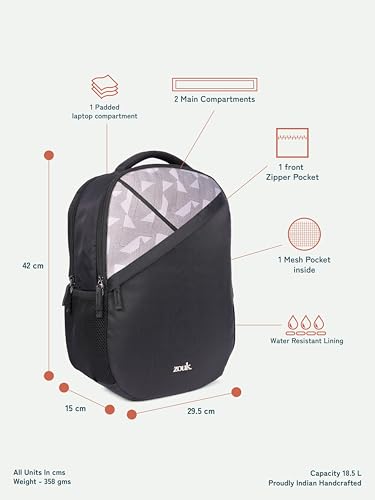 Image of ZOUK Taaran Backpack - Large 2 Compartment Backpack, 18.5L with Spacious Interiors Bags For School, Office, College, Gift For Men & Women