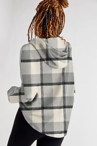 Image of Womens Fashion Zip Up Hoodies Oversized Waffle Knit Jacket Shirts Long Sleeve Solid Shacket Blouse with Pockets