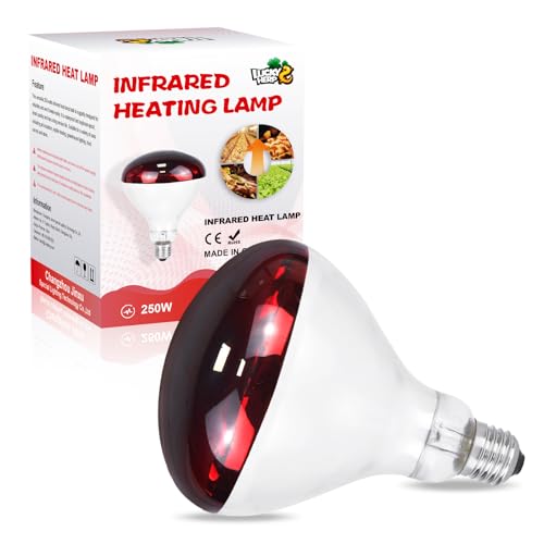 LUCKY HERP Heat Lamp for Chickens 250 Watt Red Heat Lamp Bulbs Infrared Heat Lamp for Chickens Chicks Reptile Pets Brooder Coop Poultry (1 Pack)