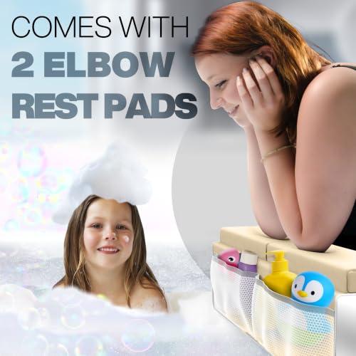 Image of Benicci Comfortable Bath Kneeler and Elbow Kneeling Rest Pad for Baby Bathing Parents - Painless Foam Mat with Toy Organizer Pockets - Quick Drying, Foldable, Non-Slip for Baby and Toddler Bathing