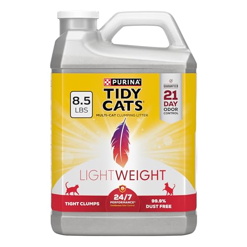 Purina Tidy Cats LightWeight, Low Dust, Clumping Cat Litter Odor Control 24/7 Performance Multi Cat Litter - 8.5 Pound (Pack of 2)