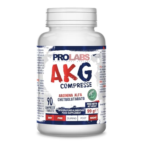 PROLABS - AKG - Arginina Alfa Chetoglutarato, Compresse da 1000 mg, Elevata Purezza, Vegan, Supporto ossido Nitrico, Supporto produzione di GH, ciclo di Krebs - Pre Workout, Atleti e Culturisti