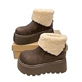 スノーブーツ レディース 雪靴 防寒ブーツ 防寒靴 冬靴 snowboot 歩きやすい 柔らかい おしゃれ 裏起毛 耐磨耗 衝撃吸収 撥水 滑り止め 軽量 通学 通勤 登山 冬用 E-コーヒー 25.0 cm