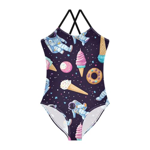 Astronauts Space Girls One Piece Swimsuits Cookies Sport Halter Swimwear Beach Bathing Suit 3T