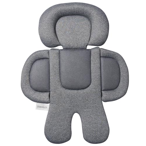 Innokids Infant Car Seat Insert for Newborn, 2-in-1 Reversible Soft Warm Padded Cushion Liner, Baby Head and Body Support for Stroller, Carseat, Swing (Gray/Black)