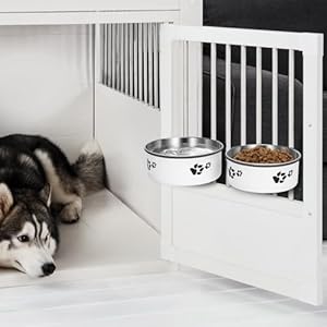 2 Pack Dog Crate Kennel Water Bowl No Spill, Hanging Stainless Steel Dog Bowls Attach to Kennel Cage Crate, Food Water Bowl Dish for Medium Small Dogs Cat Pet Puppy Guinea Pigs Rabbits Bird