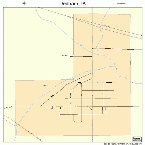Large Street & Road Map of Dedham, Iowa IA Printed poster size wall