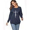 Mansy-Womens-Summer-Casual-Letter-Printed-Tshirts-Short-Sleeve-and-Long-Sleeve-Graphic-Tees-Tops-Sweatshirt-Pockets Mansy Women's Faith Sweatshirt Loose Fit Long Sleeve Crewneck Christian Letter Print Tunic Tops with Pocket