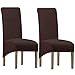 Spandex élastique Housse De Chaise XL De Salle A Manger, Protège-Chaise Court Amovible Lavable Amovible en Tissu Jacquard (Café Noir,2 Pieces)