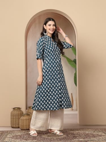 Image of Stylum Women's Pink Floral Printed Rayon A-Line Kurta