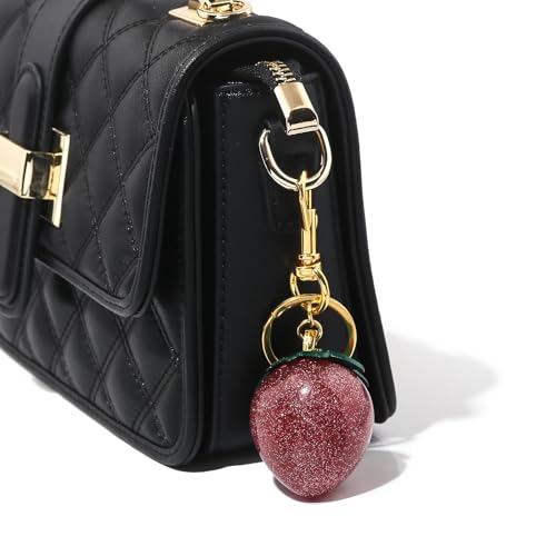 Image of Fruit Bag Charm Keychain - Gold Key Chain, Cute Purse Handbags Accessories - Beautiful Gift for Women