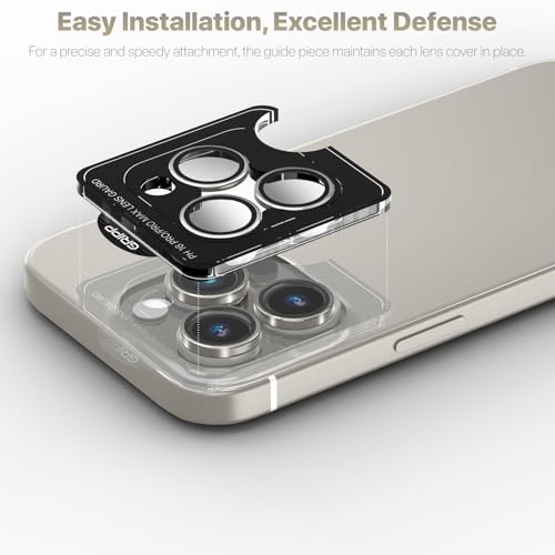 Image of GRIPP 3in1 Focal Camera Lens Protector for iPhone 16 Pro, iPhone 16 Pro Max / 17 Pro / 17 Pro Max / 15 Pro / 15 Pro Max, Aluminium Alloy Ring, Ultra-Clear HD Glass, Easy Install - Natural Titanium