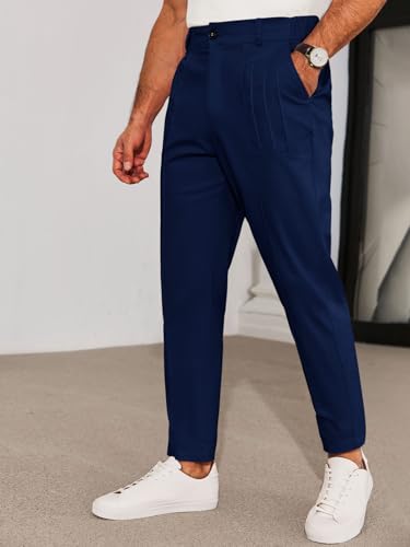 Runcati Mens Slim Fit Dress Pants Chino Casual Elastic Waist Slacks Trousers Skinny Stretch Suit Pants2