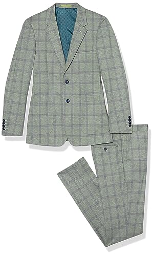 Isaac Mizrahi Men's Slim Fit Multi-Check Jacket and Pant Suit Set