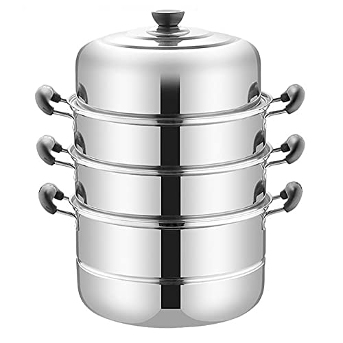 WOTZOV Cookware Pot,Steamer Cookware, 400 Series Stainless Steel,Composite Pot Bottom,Steamed Seafood,Chicken Soup/26Cm，30Cm