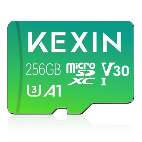 Image of KEXIN 256GB Micro SD Card with Adapter - Up to 90MB /s 4K, V30, A1, C10, 4K UHD High Speed microSDXC UHS-I Memory Card Compatible with Action Camera Drone Game Console Smartphone Tablet,256 G,Single