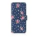 Produktbild 32nd Blumen Series 2.0 - PU Leder-Mappen-Hülle Case Cover für Samsung Galaxy A20e (2019), Blumendesign hüllen Entwurf gemacht Mit Kartensteckplatz und Magnetverschluss - Weinlese-Rosen-Indigo