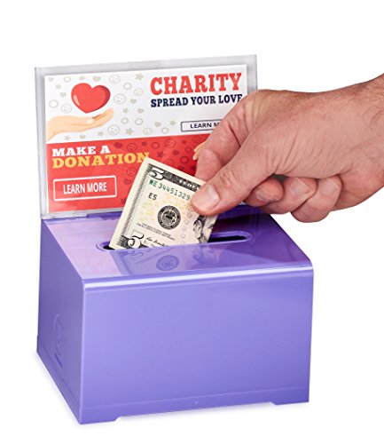 Adir Acrylic Donation Ballot Box With Lock - Secure And Safe Suggestion Box - Drawing Box - Great For Business Cards (6.25" X 4.5" X 4") - Purple #TOP1