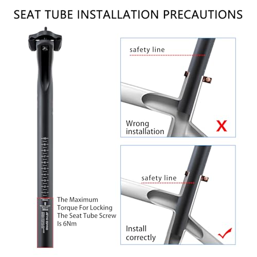 HUALONG Ultra Light Carbon Fiber Seatpost 27.2/31.6mm Bike Seat Post Offset Seatpost for Road Mountain BMX Ebike Length 350/400mm Black Matte