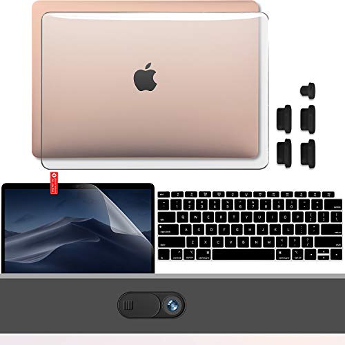 GMYLE MacBook Air 13 Inch Case 2020 2019 2018 A2337 M1 A2179 A1932 with Touch ID Retina Display, Plastic Hard Shell, Keyboard Cover, Privacy Webcam Cover Slide, Screen Protector Set, Crystal Clear