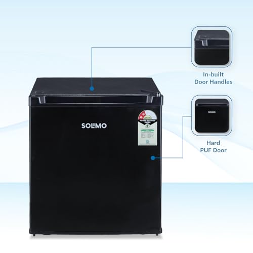 Image of Amazon Brand - Solimo Mini Fridge with Direct Cooling Technology | Ideal for Home, Office, Dorm Room | Personal Minibar | Compact Size | Black (45 Liters)