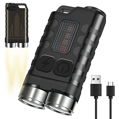 Coikes Mini LED Taschenlampe USB wiederaufladbar Klein Tasche EDC Taschenlampe 10 Lichtmodi 900 hohe Lumen IP65 mit UV-Seitenlicht und magnetischer Schwanzbasis für Camping, Wandern, Notfall (Schwarz) Cover