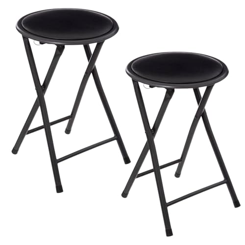PZL CONCEPT Tabouret Pliant Noir Lot de 2 – Structure