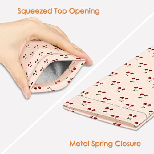 Image of FINTIE Soft Eyeglasses Case with Cleaning Cloth, Portable Squeeze Top Vegan Leather Glasses Pouch, Sunglasses Eyewear Bag