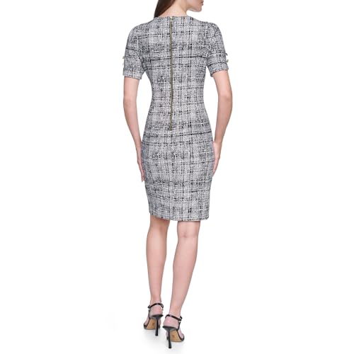 Image of DKNY Women's Short Tulip Sleeve Sheath Dress with Button Detail
