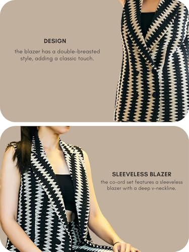 Image of GRECIILOOKS Co Ord Set for Women | Casual Blazer Stylish | Travel Set for Women | Festive Formal Outfits | Classic Collar Sleeveless Co-Ord Set | Trendy Summer 2 Piece Suit Set