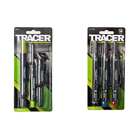 Tracer AMK1 Deep Hole Pencil and 6 Replacement Leads with site Holster & SD Fire Alarms Tracer ACF-MK3 Clog Free Marker KIT with SITE Holster Cover