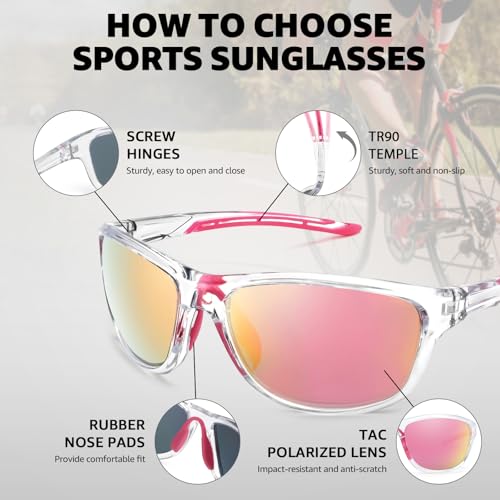 TJUTR Polarized Running Sunglasses for Women & Men, Wrap Around Sun Glasses with UV400 Protection for Sports TS81503