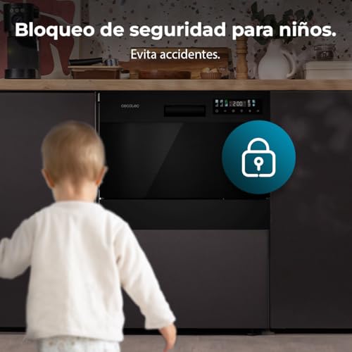 Cecotec Kompakter Geschirrspüler, freistehend, 6 Gedecke, Bolero Aguazero 2300 Dark, 6 Gedecke, 8 Programme, Klasse D, Touch-Panel in Farbe, Delay Start, Pre-Wash-Funktion, Dry+, Germ Shield 6 Cecotec Kompakter Geschirrspüler, freistehend, 6 Gedecke, Bolero Aguazero 2300 Dark, 6 Gedecke, 8 Programme, Klasse D, Touch-Panel in Farbe, Delay Start, Pre-Wash-Funktion, Dry+, Germ Shield