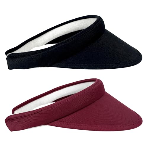 Image of 2 Pack Sun Visor Hats Women Men Clip On Wide Brim Visors Hat Outdoor Sports Golf Beach Travel Tennis Caps