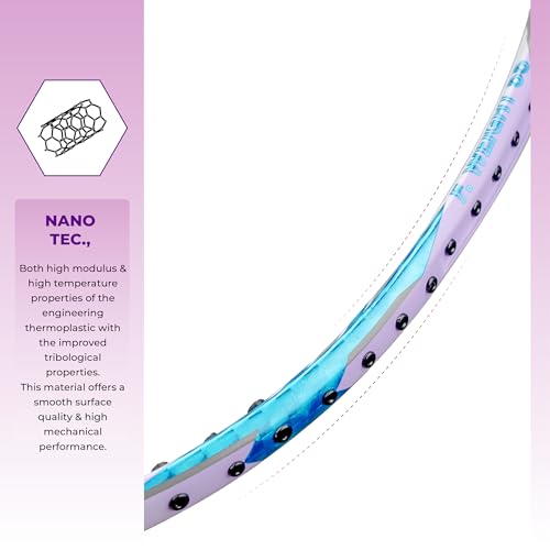 Image of Apacs Feather Weight 55 (Super Lightweight 58g) Made in Vietnam | Japanese HM Graphite | Extra Head Heavy Unstrung Badminton Racket (White Purple)