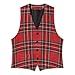 Red Black Buffalo Scottish Tartan Plaid Checkered Funny Men's Formal Suit Vest Casual Business Dress Waistcoat Printed Vest Slim Fit XL