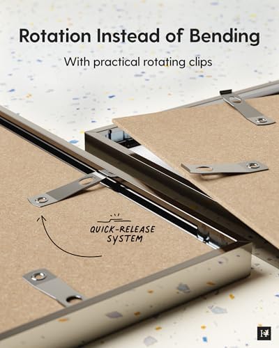 Heimlich® - Bilderrahmen - A4 21x30 cm, Aluminium Metall, Silber - Urkundenrahmen mit Kunststofffolienabdeckung - Wandmontage oder Tischaufsteller