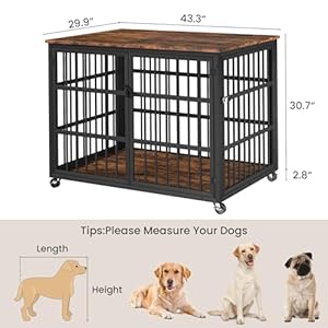   Dog-Crates-for-Large-DogsMedium-Dogs-Dog-Kennel-Furniture-High-Anxiety-Dog-Kennel-433-Large-Dog-Crate-2-Doors-with-Side-Openings-4-Wheels-Dog-Kennel-Indoor-Brown