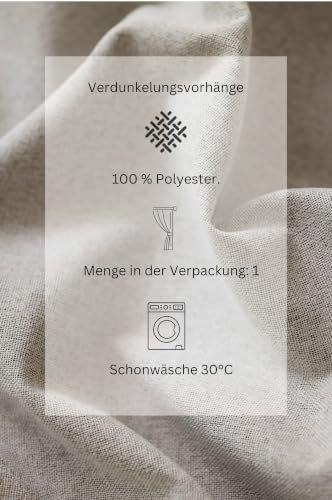 Rideau occultant 100% beige clair 135x250 occultation totale fenêtre - 4