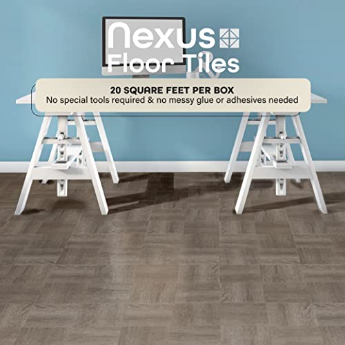 Nexus Self Adhesive 12-Inch Vinyl Floor Tiles, 20 Tiles - 12" X 12", Charcoal Grey Wood Pattern - Peel & Stick, Diy Flooring For Kitchen, Dining Room, Bedrooms & Bathrooms By Achim Home Decor #TOP1