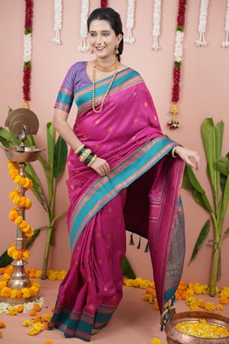 Image of SGF11 Women's Kanjivaram Pure Soft Silk Saree With Unstitched Blouse Piece