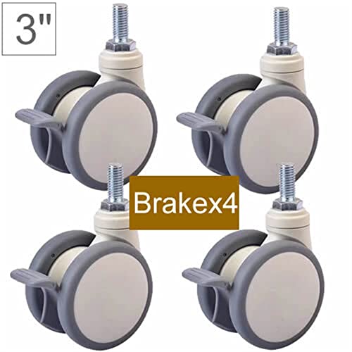 Ruedas blancas de 3 pulgadas de alta resistencia M12x25 con doble rodamiento 2