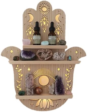 Coppermoon Hamsa Hand Light Up Shelf - Unique Handcrafted Bohemai...