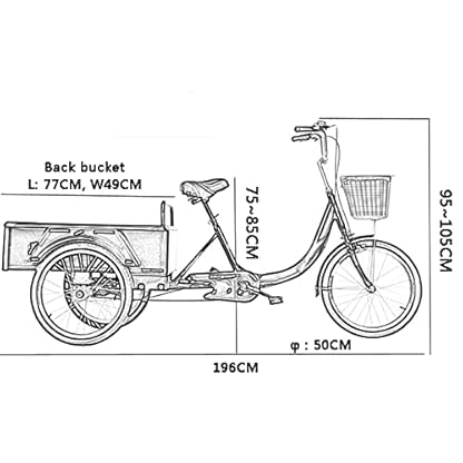 20-Zoll-Dreirad für Erwachsene mit Einkaufskorb, dreirädriges Cruiser-Fahrrad für Senioren, Damen und Herren (S) – Bild 4