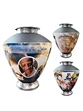 Personalized Photos Custom Cremation Urn for Human Ashes, Male, Female, Child - Metal Funeral Memorial Urn Large Decorative Adult & Children Handcrafted (Black, Chrome, Large)