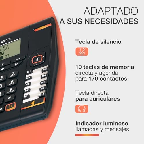 Teléfono ALCATEL Temporis 880 Pro con gran pantalla y remarcado rápido negro 3