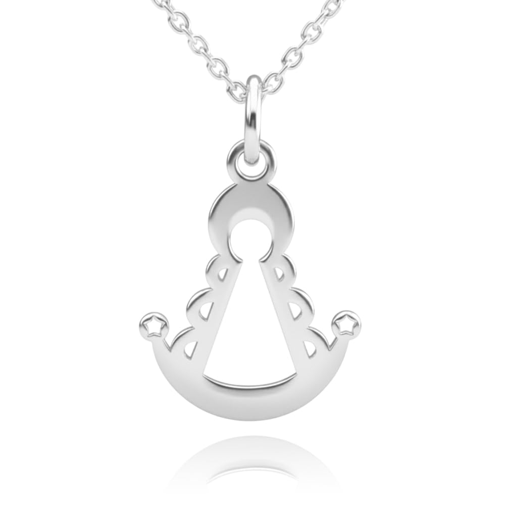 Collar mujer Virgen del Rocio plata - Colgante con la silueta de la Virgen del Rocio y cadena de plata 925 - Se envía en una cajita de regalo